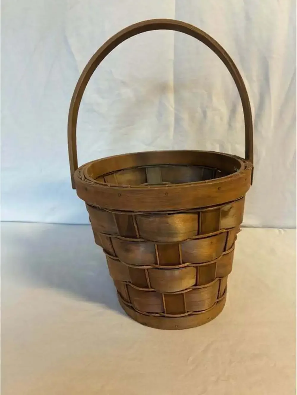 Woven Wood Basket with Handle
